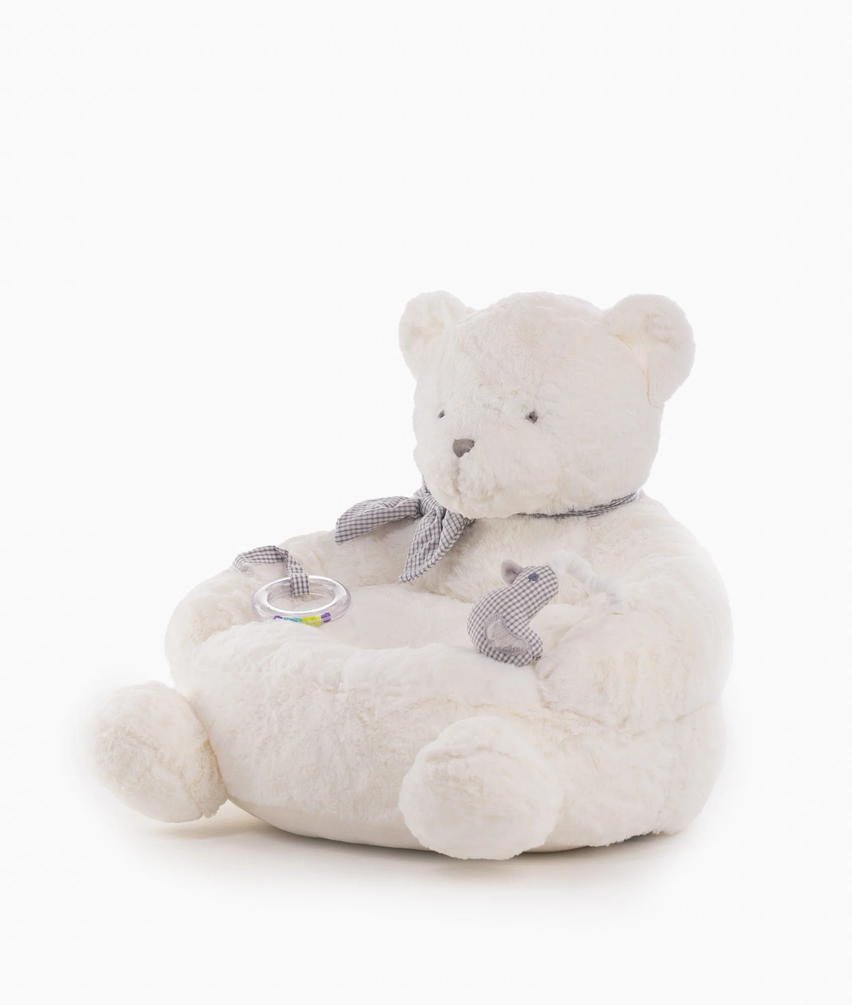 Bear Armchair with Rattle | White & Grey