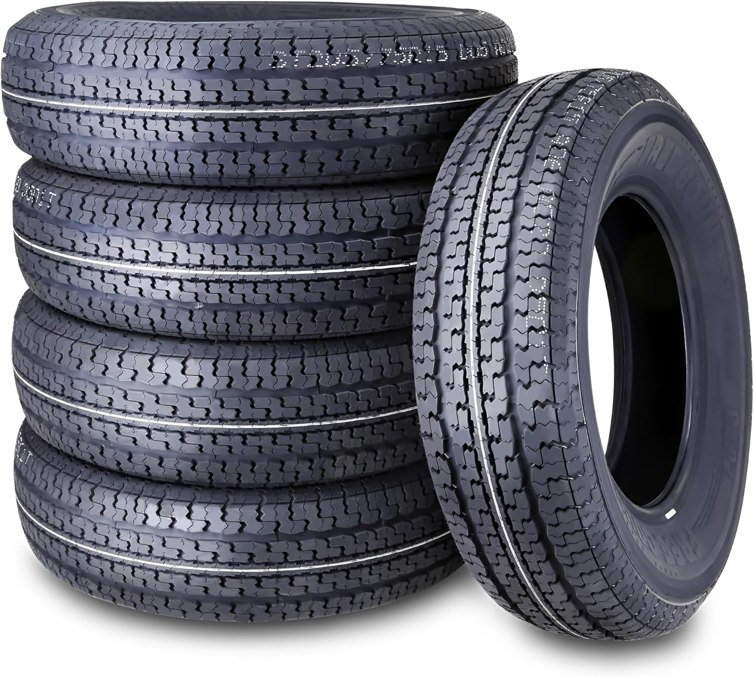 Set de 4 anvelope pentru remorcă rezistente ST205/75R15 205 75 15 10 straturi, gamă de sarcină E, anvelope radiale cu centură de oțel și protecție împotriva zgârieturilor