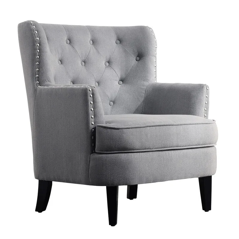 Moser Bay Mignon Velvet / Linen 30  Wide Tufted Wingback Accent Chair