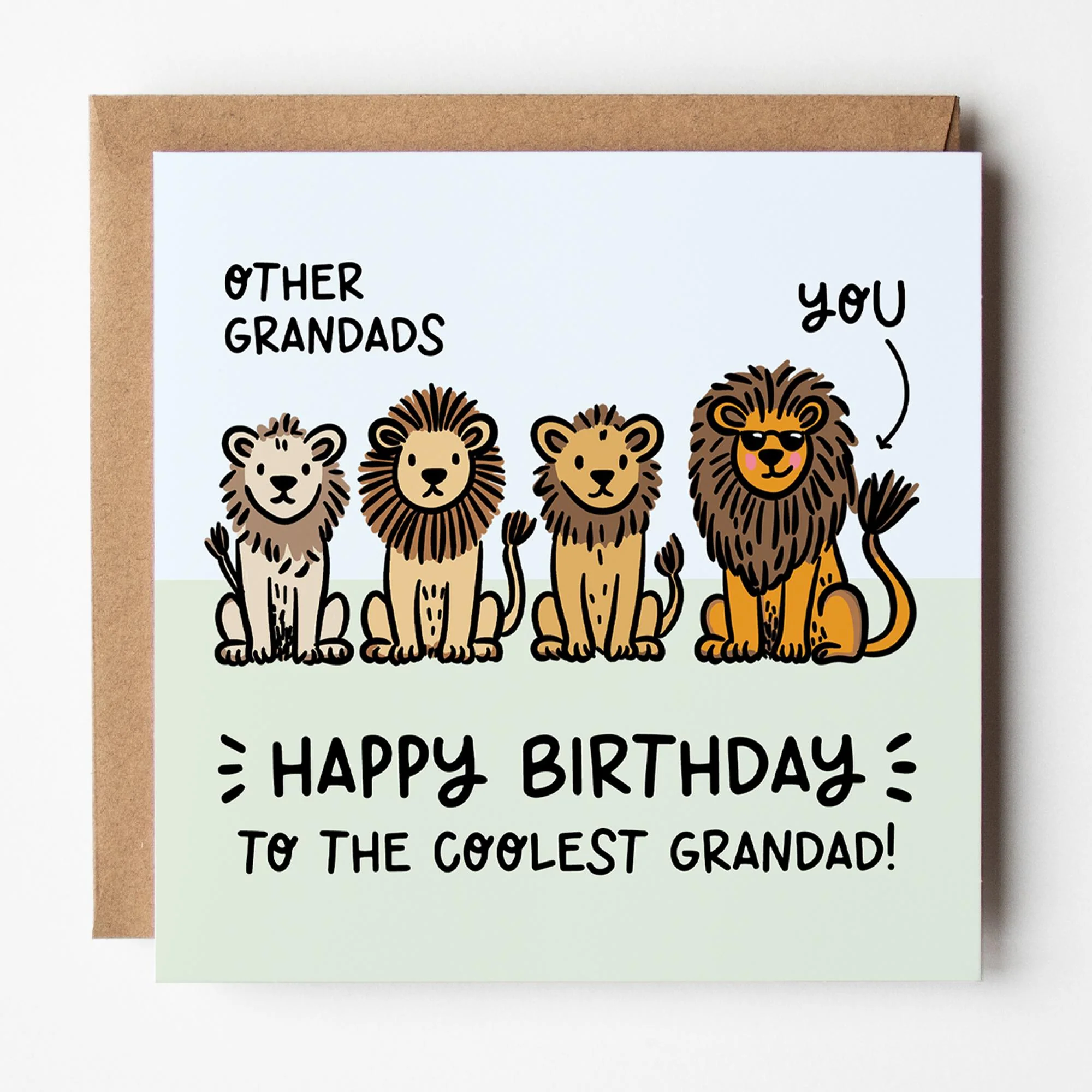Grandad Birthday Card; with Kraft envelope