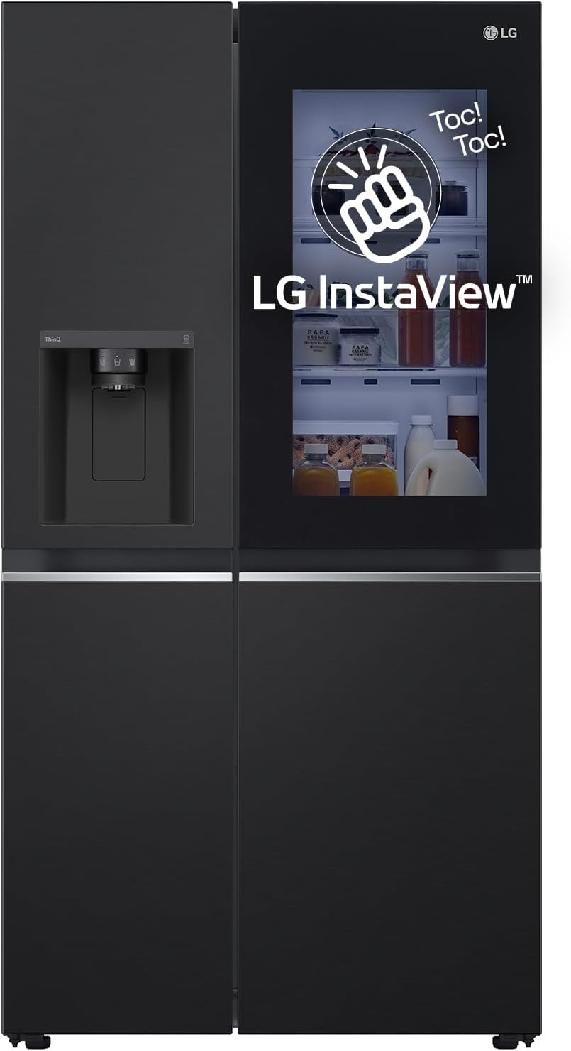 GSGV81EPLL Frigorifero Americano Side By Side InstaView, 635L, Frigorifero Total No Frost, Wi-Fi, Door & Linear Cooling, Dispenser Acqua e Ghiaccio Senza Allaccio, Fresh Balancer, Nero Opaco