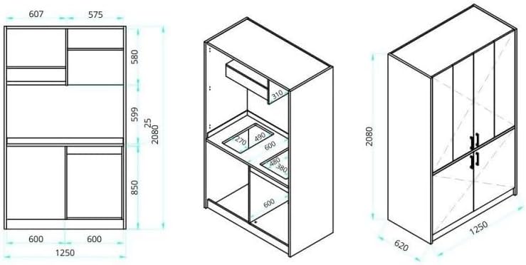Cucina salvaspazio a scomparsa Fold Evolution colore bianco e elettrodomestici inclusi 125x62x208H
