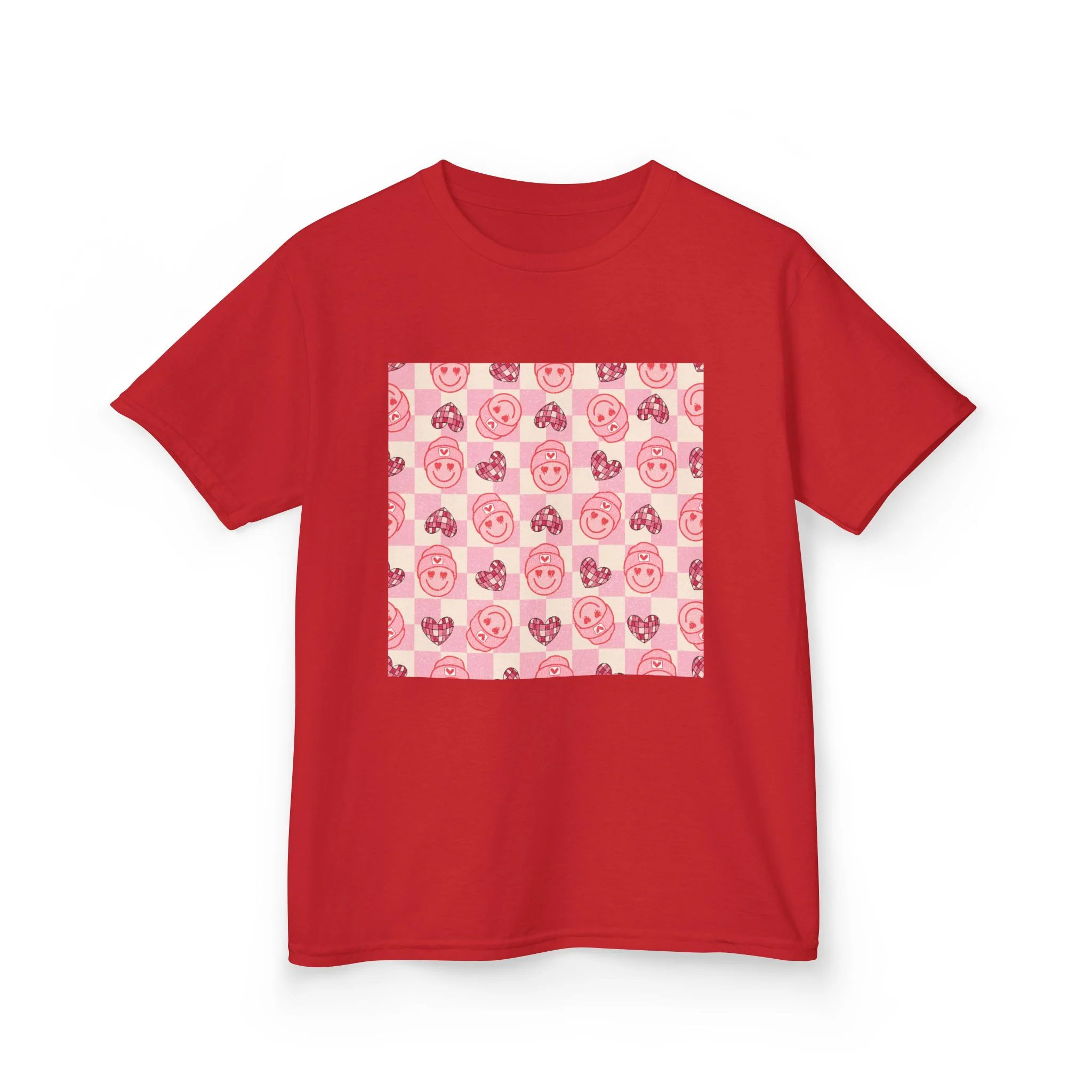 Pink Cartoon Pig Pattern Kids Tee | Cute Pig Faces, Pastel Animal Print