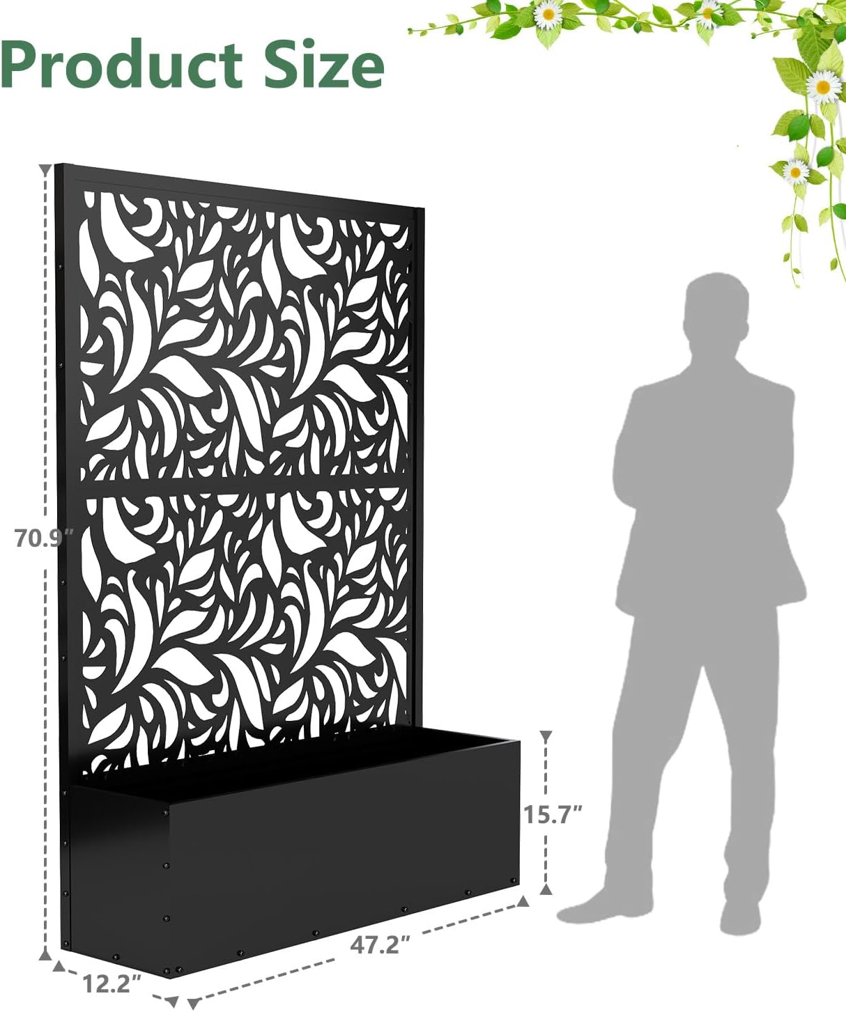 2PCS Metal Planter Box with Trellis 70.9