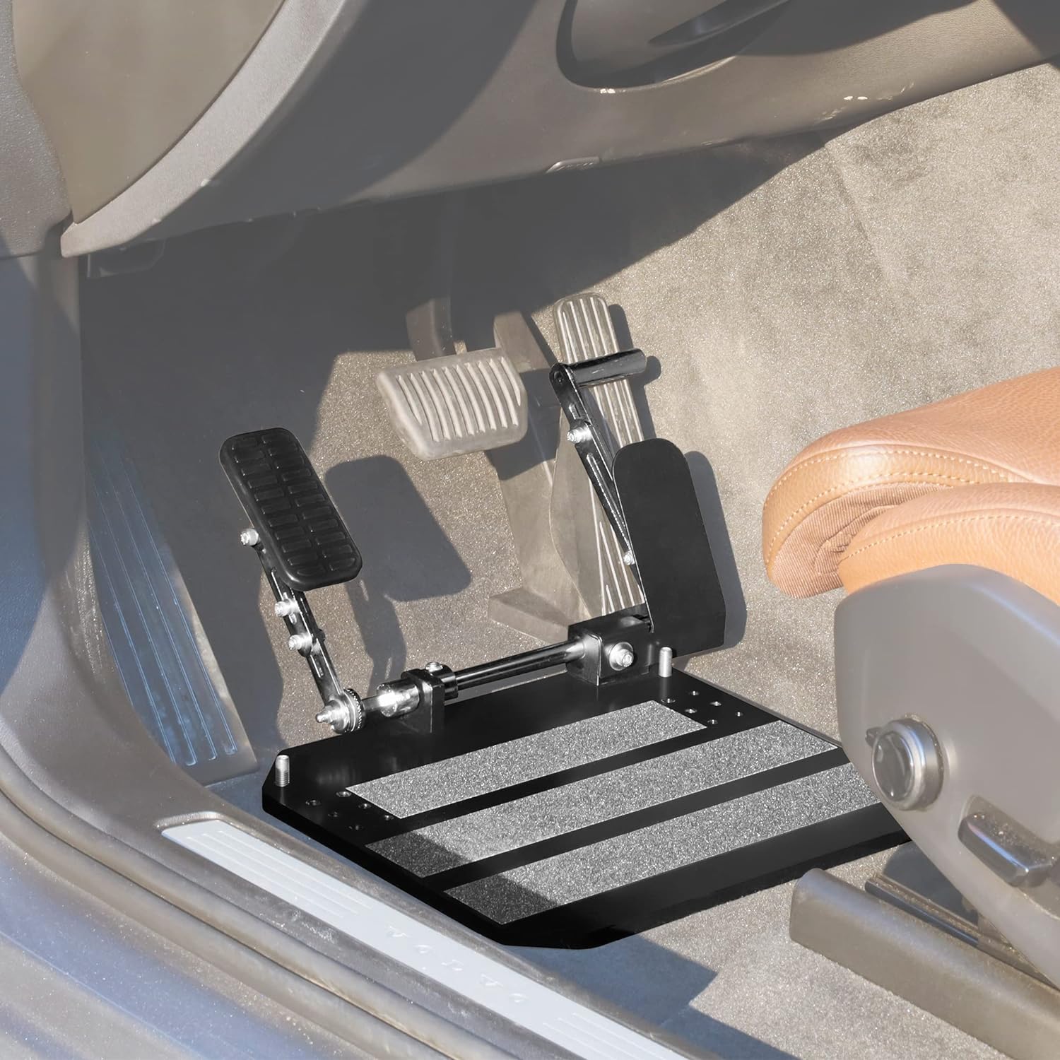Portable left foot accelerator gas pedal LFGP secures driving aid