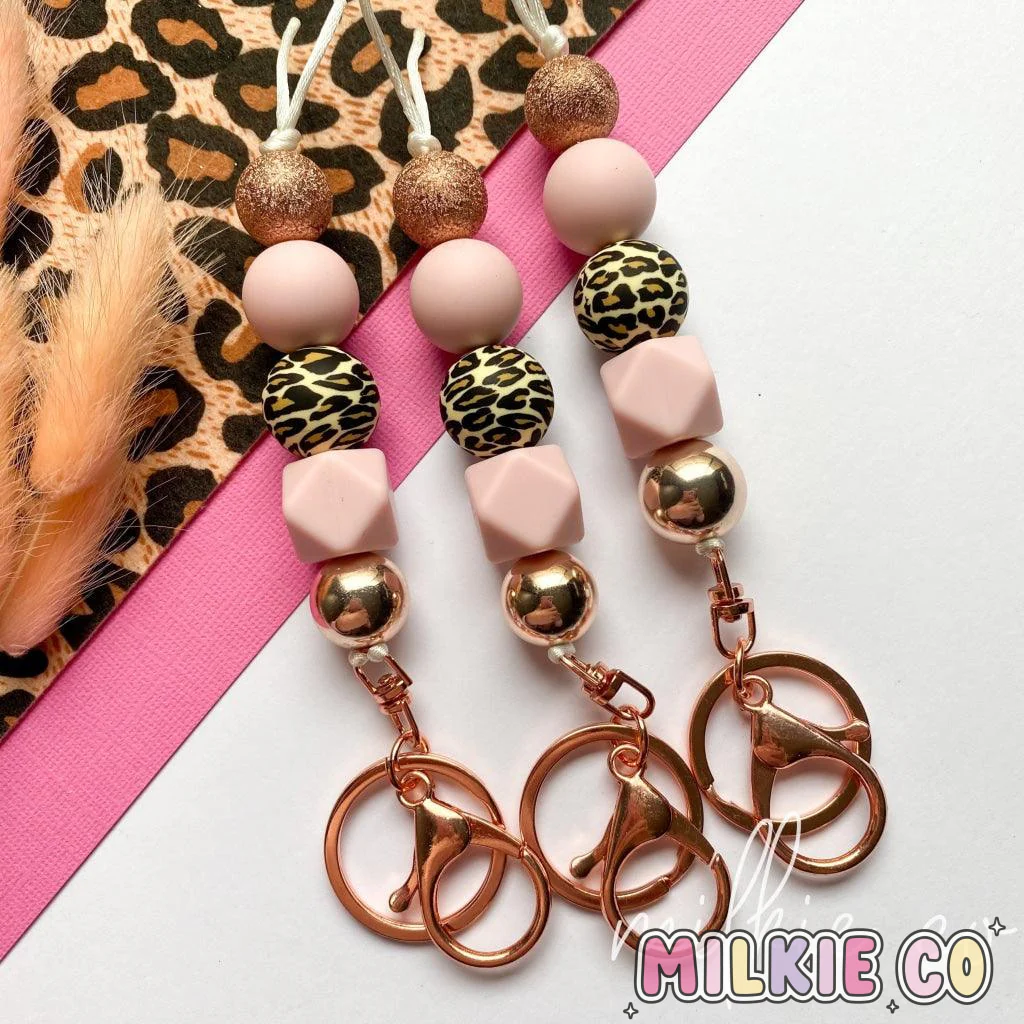 Blush Beaded Keychain