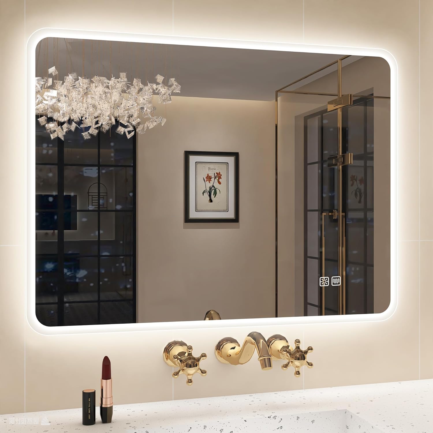 STARLEAD Specchio-Bagno-con-Luce 80x60 cm, Specchio-Bagno-LED con Antifog, 3 Colori Luce, Dimmerabile, IP44 Vetro Temperato HD Specchiera-Bagno, Funzione Memoria, Orizzontale/Verticale
