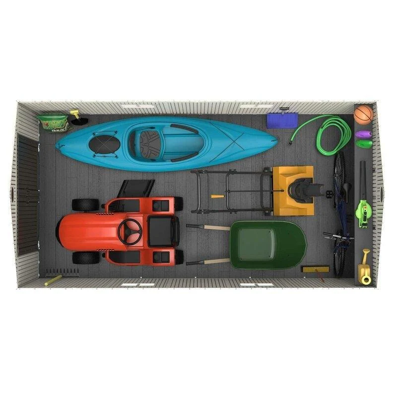 2025 Side entrance, 4.57 m W x 2.44 m D, plastic tool shed