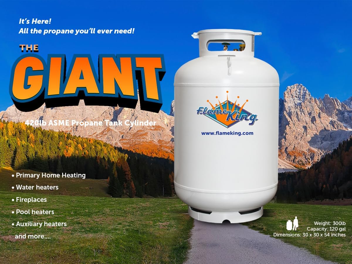 Flame King 420LB ASME Vertical Propane Tank, White
