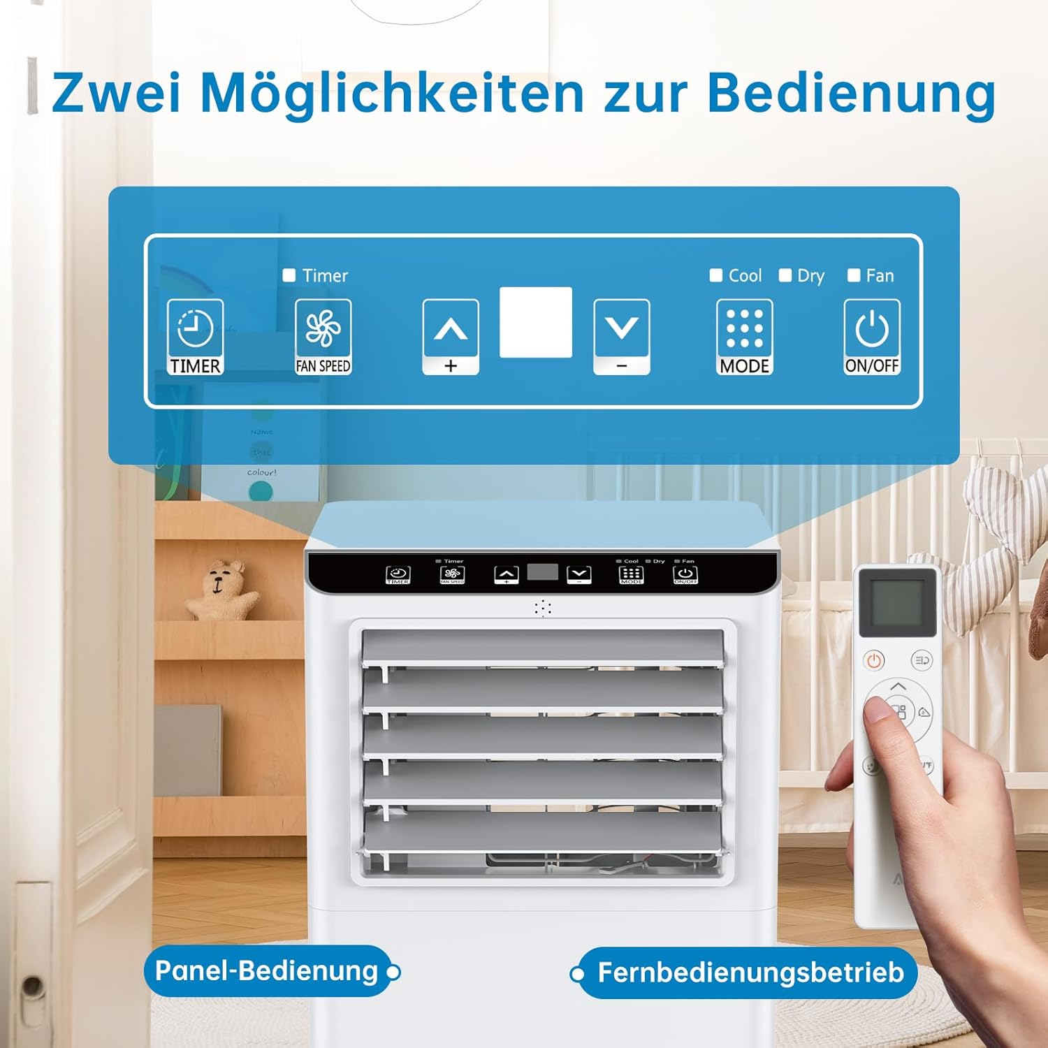 Mobile Klimaanlage 7000 BTU, Mobile Klimageräte mit Abluftschlauch, Mobile Klimaanlage Leise