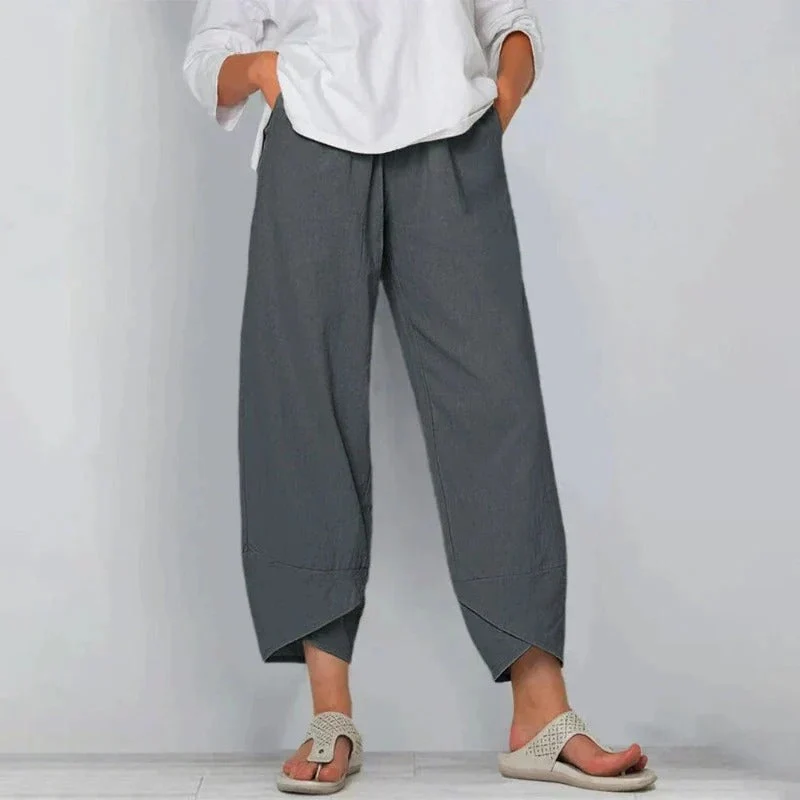 Women��s Wide Leg Cropped Pants Relaxed Fit Navy Style