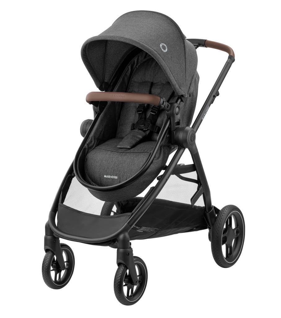 Maxi-Cosi Zelia S Trio Kinderwagen 3-in-1 complete set, 0-4 jaar, tot 22 kg, opvouwbaar, compact, verstelbare babykinderwagen, met CabrioFix S i-Size autostoeltje, accessoires, luiertas, grijs