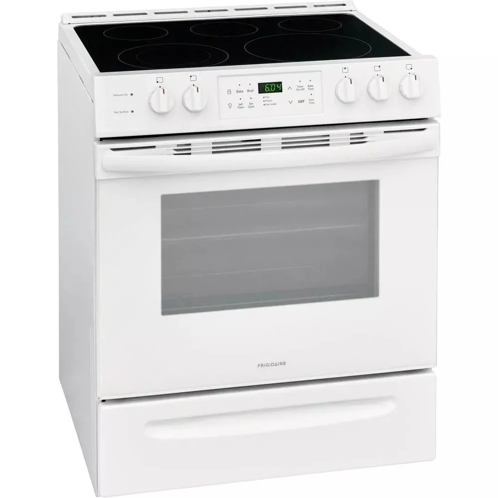 30 in. 5.0 cu. ft. Single Oven White with NVS Black Glass