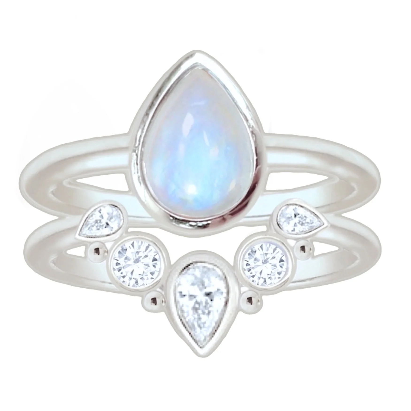 Laihas Queen Of Cups Topaz and Moonstone Ring Set