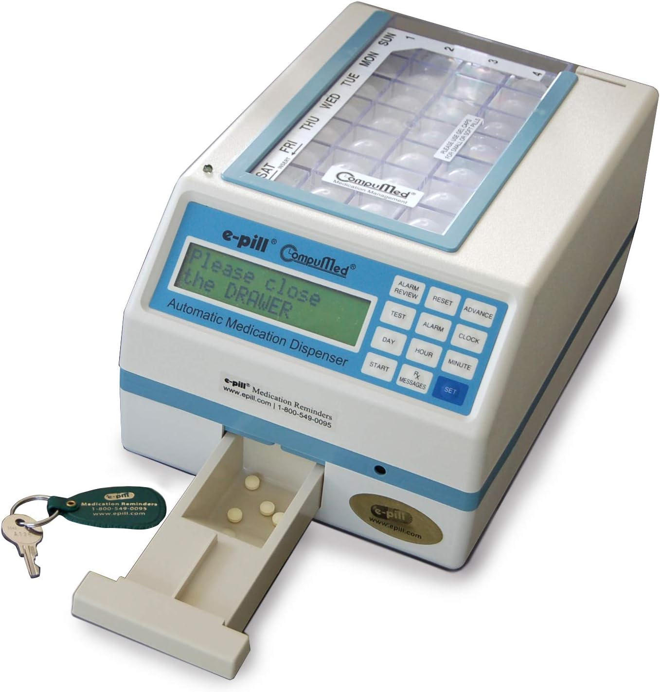 CompuMed – Distributore automatico di pillole antimanomissione – Alimentato a corrente alternata
