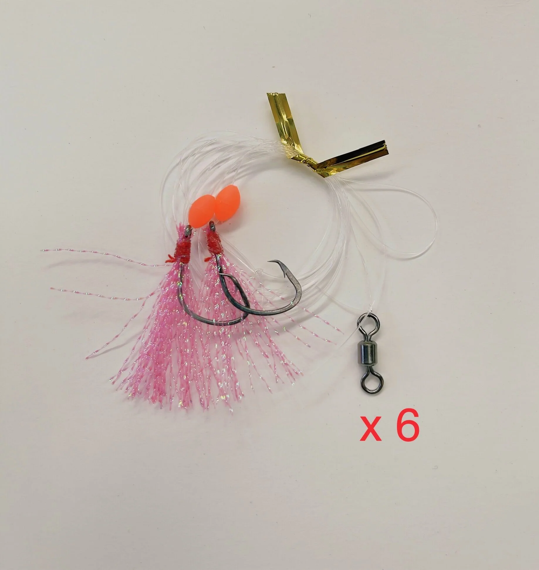 6 x Custom Designed Whiting Flasher Rigs In Different Colours Size #2 Fishing Hooks