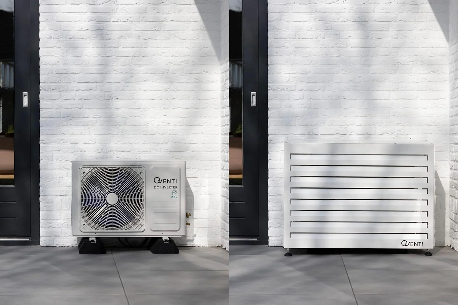 Qventi Abdeckung für Klimaanlage - Anthrazit/Grau - Aluminium - Schutzgitter - Verkleidung - Einfache Montage - Größe S - Außenmaße (LxBxH): 100 x 50 x 75 cm