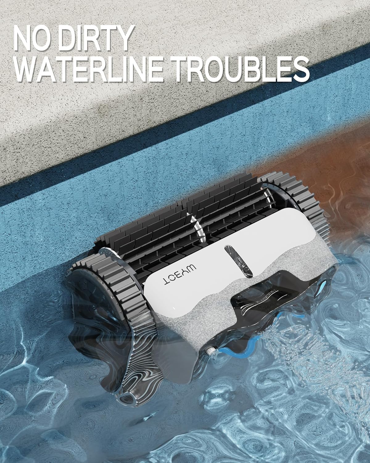 WYBOT Robot de Piscine sans Fil pour 110mins, Nettoyage Automatique du Sol, Ligne d'eau et des Murs, avec Planification D'itinéraire, Charge Rapide, pour Piscines Hors Sol ou Enterrées Jusqu'à 120 ㎡
