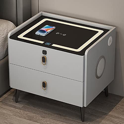 Comodino con Stazione di Ricarica Comodino con Illuminazione A LED Comodino con Presa E Porta USB Comodino con 3 Colori Chiari per Piccoli Spazi, Camere da Letto E Soggiorni (Color : Gris, Size : 50 : Amazon.it: Casa e cucina