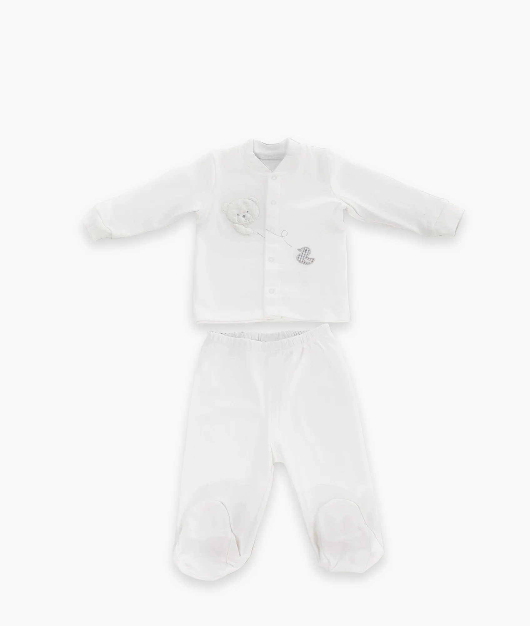 Baby Pyjama Set | White & Grey