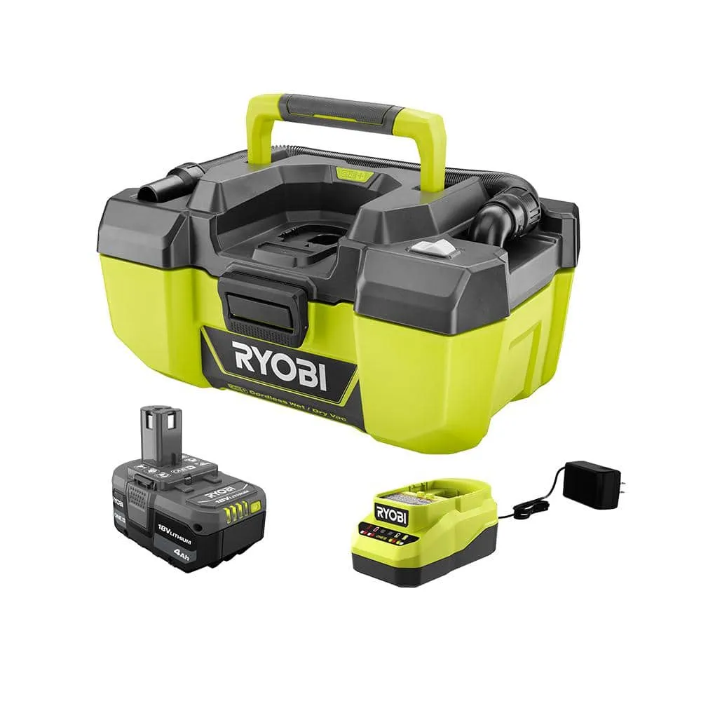 Aspirapolvere a umido/secco ONE+ 18V agli ioni di litio senza fili da 3 galloni con vano portaoggetti, batteria da 4,0 Ah e caricabatteria P3240KN