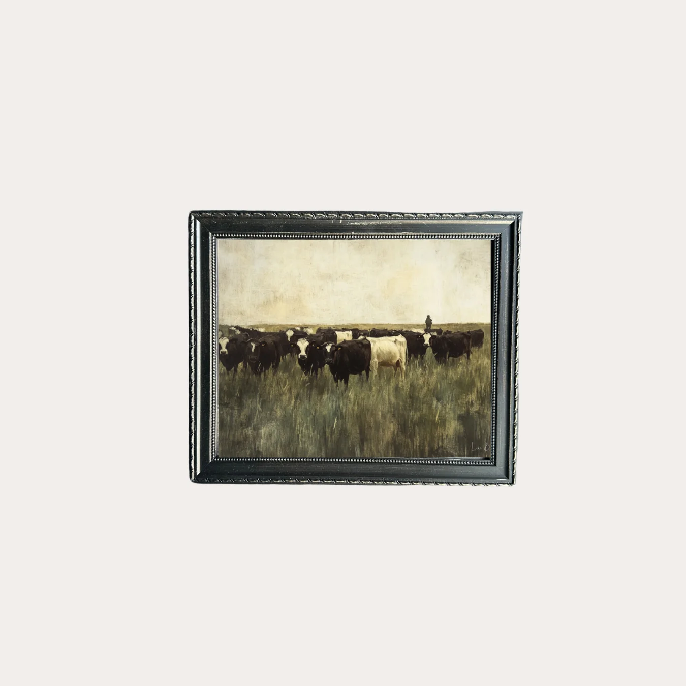 Grazing Cows | French Country Black Framed Art