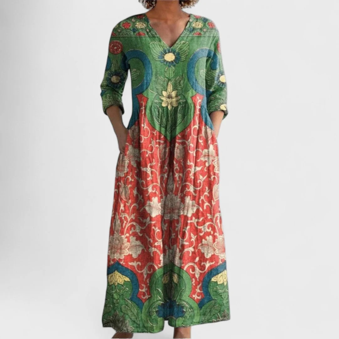 Womena??s Floral Maxi Dress Flowing Silhouette for Summer Elegance