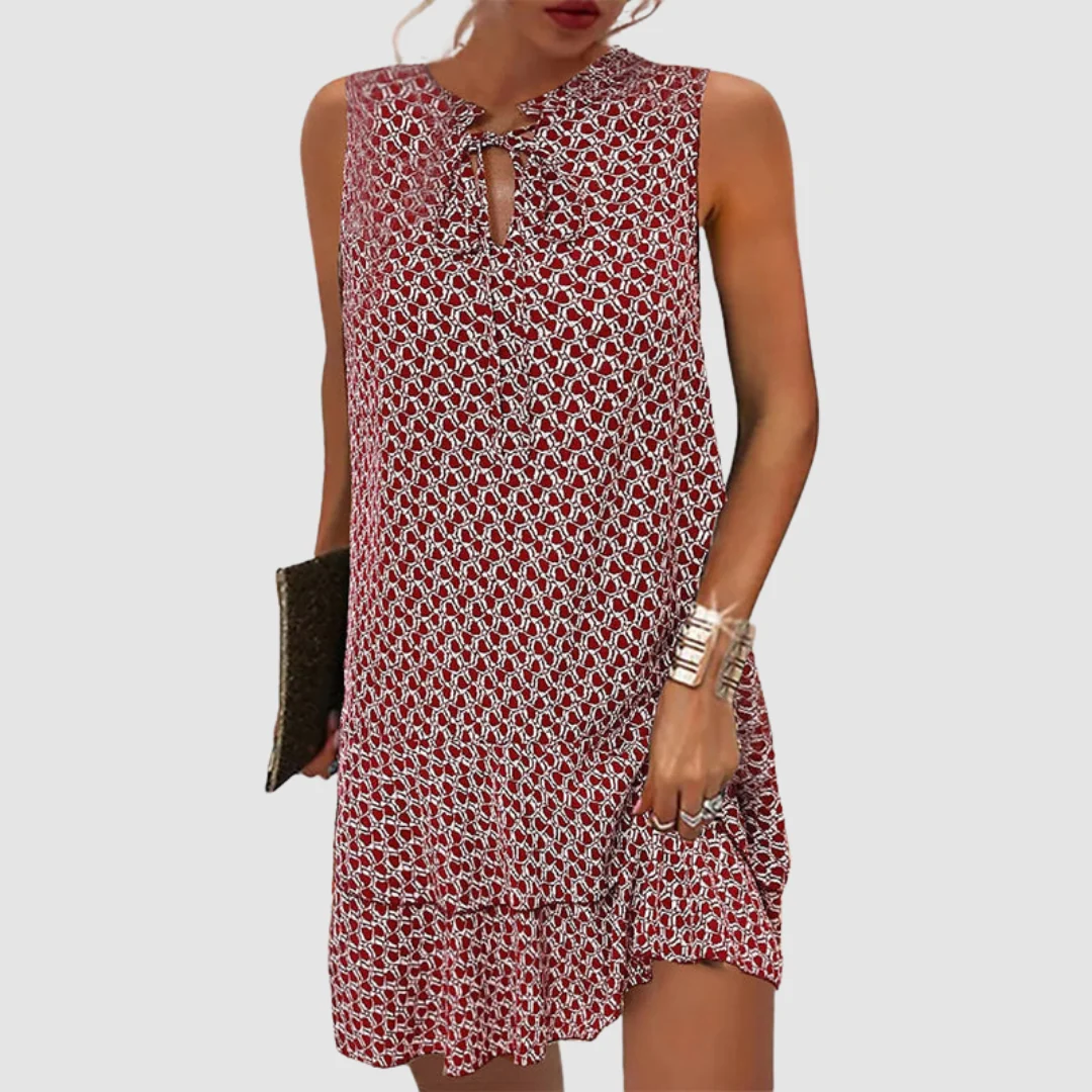 Women��s Sleeveless Dress Elegant V-Neck Breathable Fabric