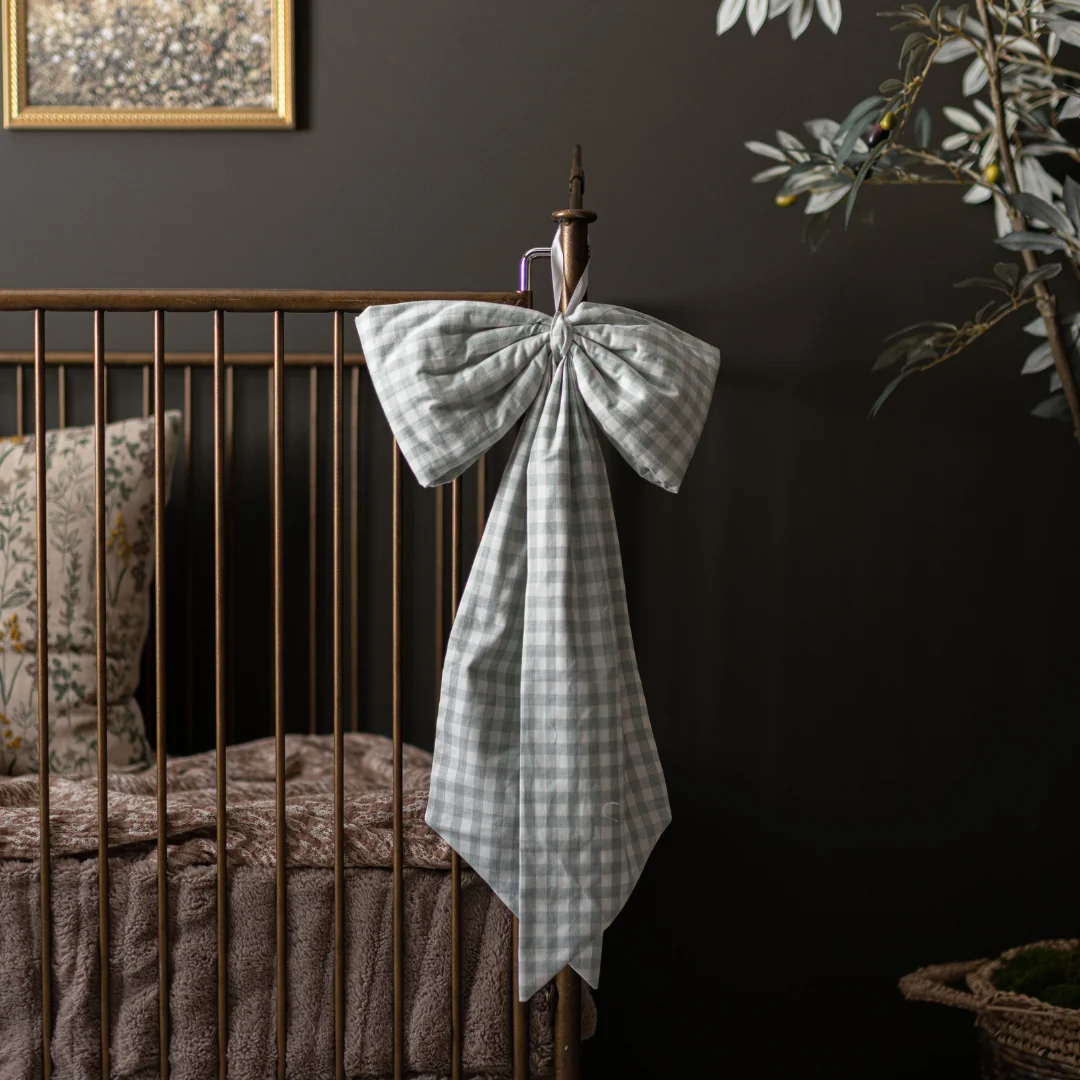 Pastel Green Gingham Fabric Bows