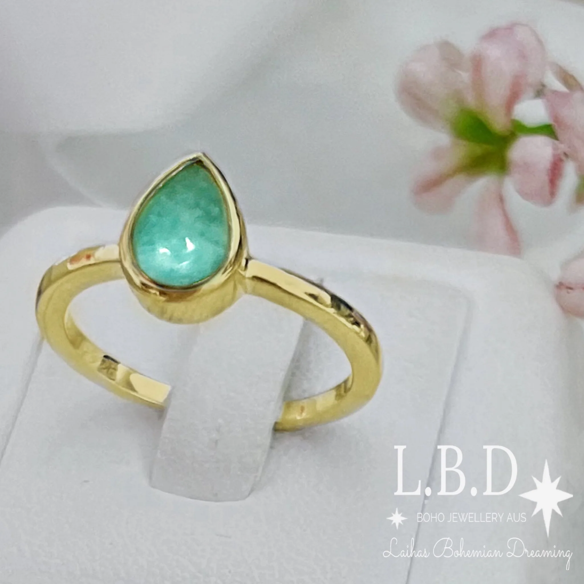 Laihas Mini Tearing Spirit Gold Amazonite Ring