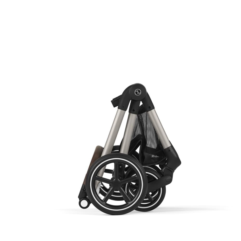 CYBEX Gold Kinderwagen EOS Lux 2-in-1 mit Babyschale Aton B2 i-Size und Babyschalen-Adapter, Reisesystem, Ab Geburt bis 22 kg (ca. 4 Jahre), Moon Black (Schwarz)