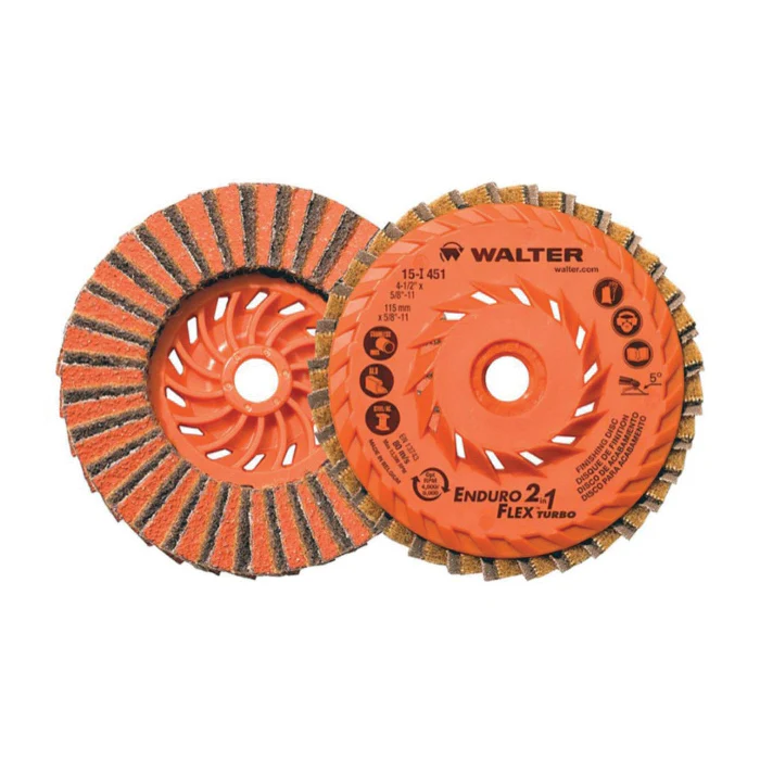 WALTER Enduro-Flex 15I501  ~  5 Inch x 5/8 Inch - 11 2-In-1 Duo Grit Enduro-Flex Turbo Flap Disc
