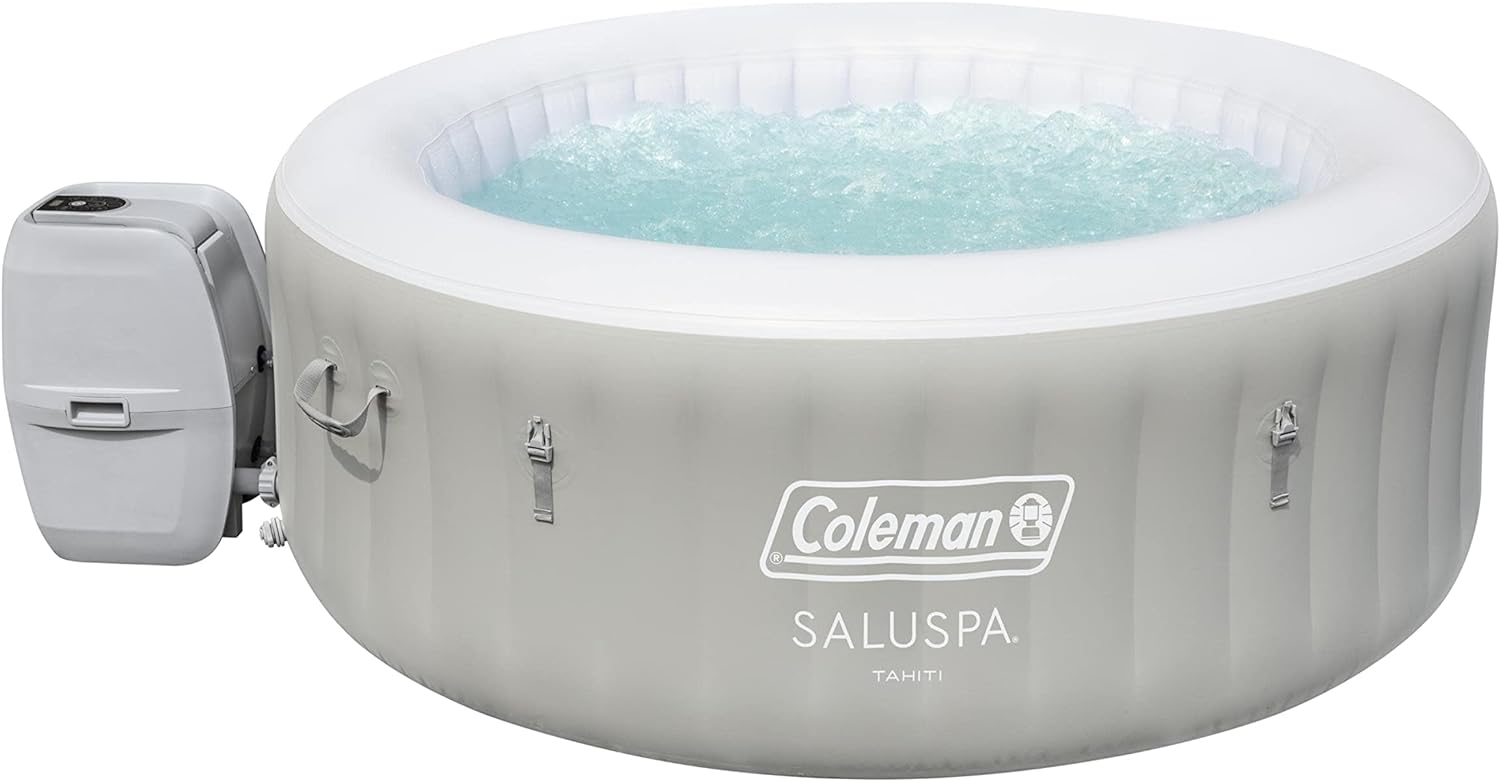 Inflatable Hot Tub Spa | Portable Hot Tub with Heated Water System and 140 Bubble Jets | Fits Up to 4 People