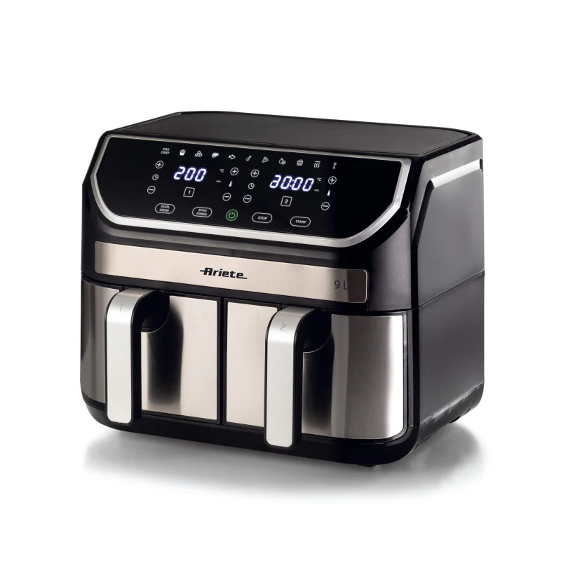 Friggitrice ad aria 9L 2100W - 11 programmi - Doppio cestello - Nero/Silver