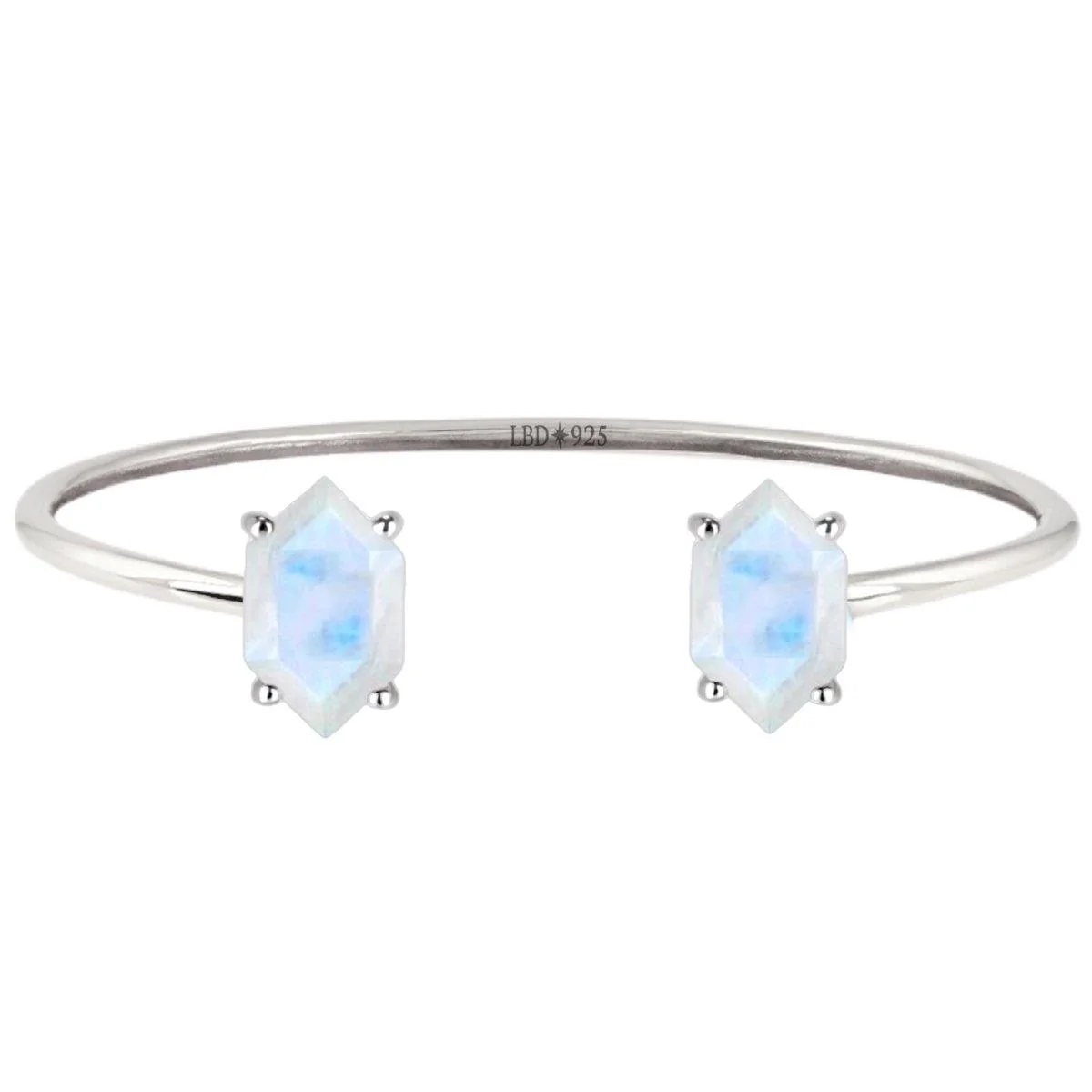 Laihas Miraculous Hexagon Moonstone Cuff Bangle