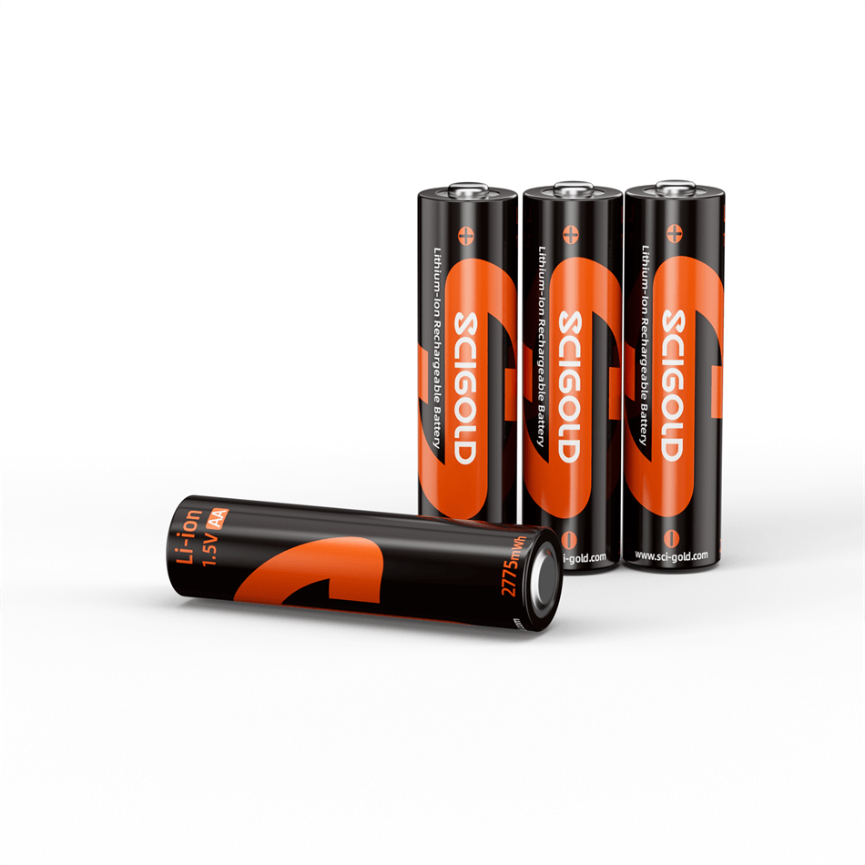 4pcs 1.5V Li-ion AA Rechargeable Batteries 2775mWh Intense