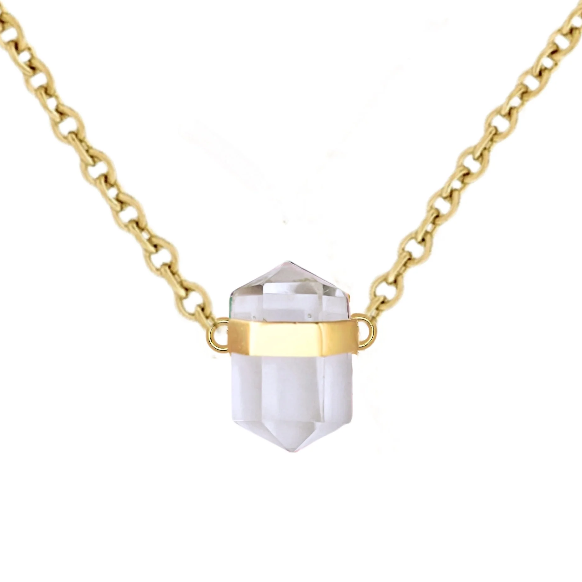 Laihas Crystal Kindness Gold Clear Quartz Crystal Necklace