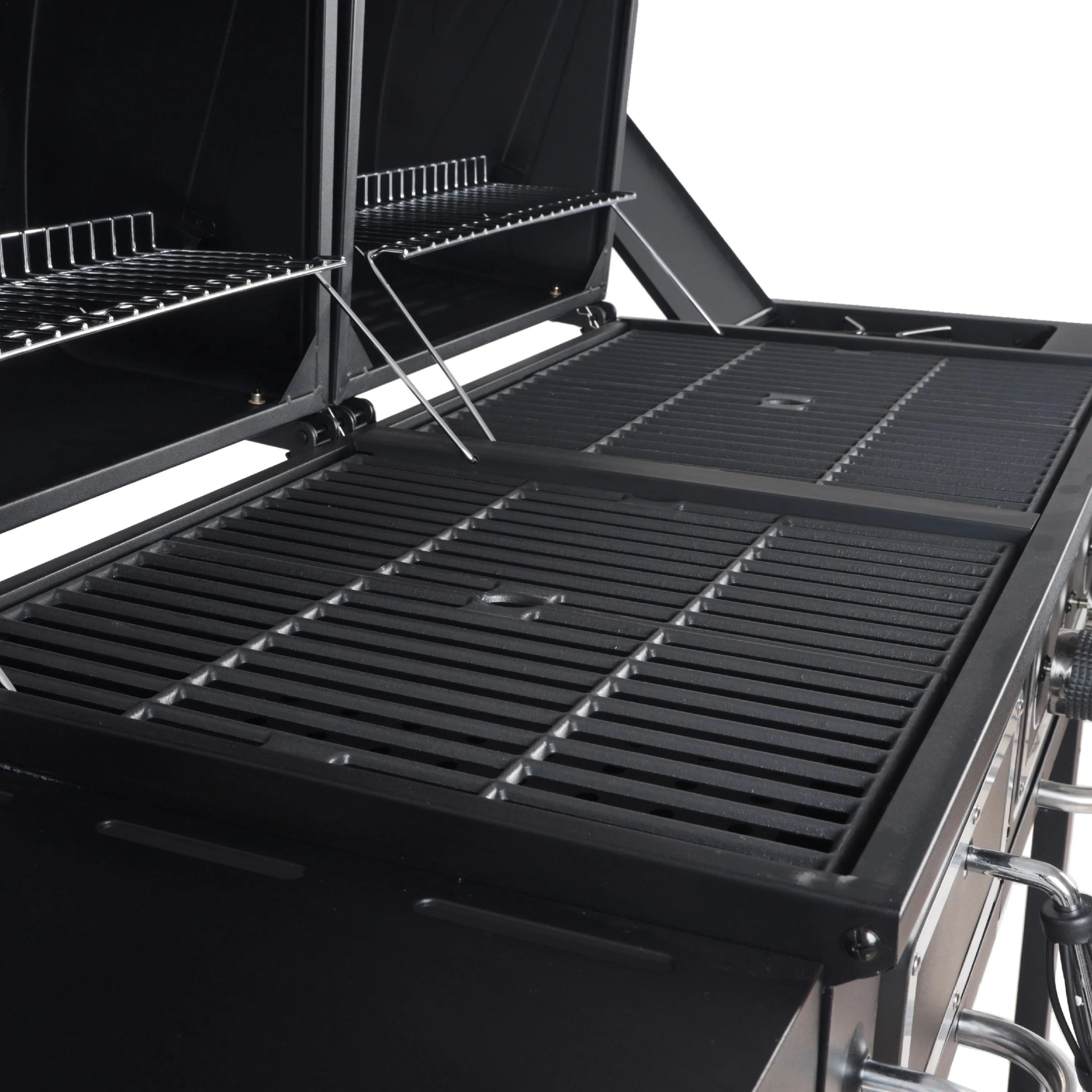 Dual Fuel Gas & Charcoal Combo Grill, Black with Stainless