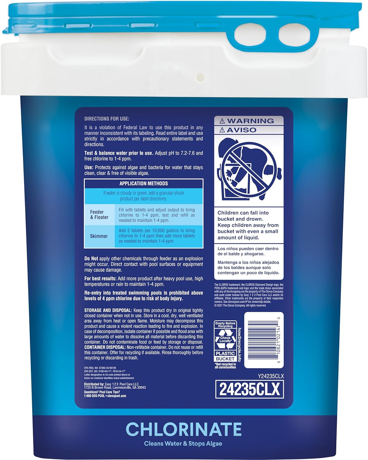 Clorox Pool&Spa XTRABLUE 3” Chlorinating Tablets, Individually Wrapped, Kills Bacteria & Stops Algae (35 LB)