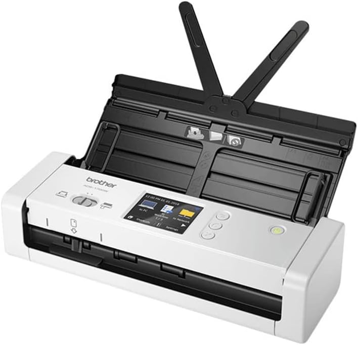 Brother ADS-1700W Kompakter und intelligenter Dokumentenscanner | Dokumentenzuführung | Automatisches Scannen | Wi-Fi/Wi-Fi Direct, Weiß/Schwarz