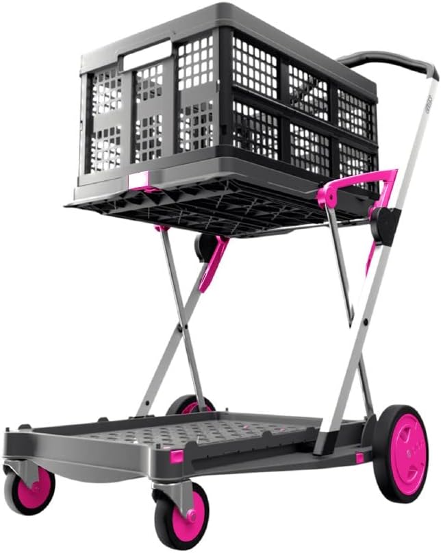 Carrelli pieghevoli funzionali multiuso | Carrello pieghevole mobile | Carrello della spesa con contenitore (nero)