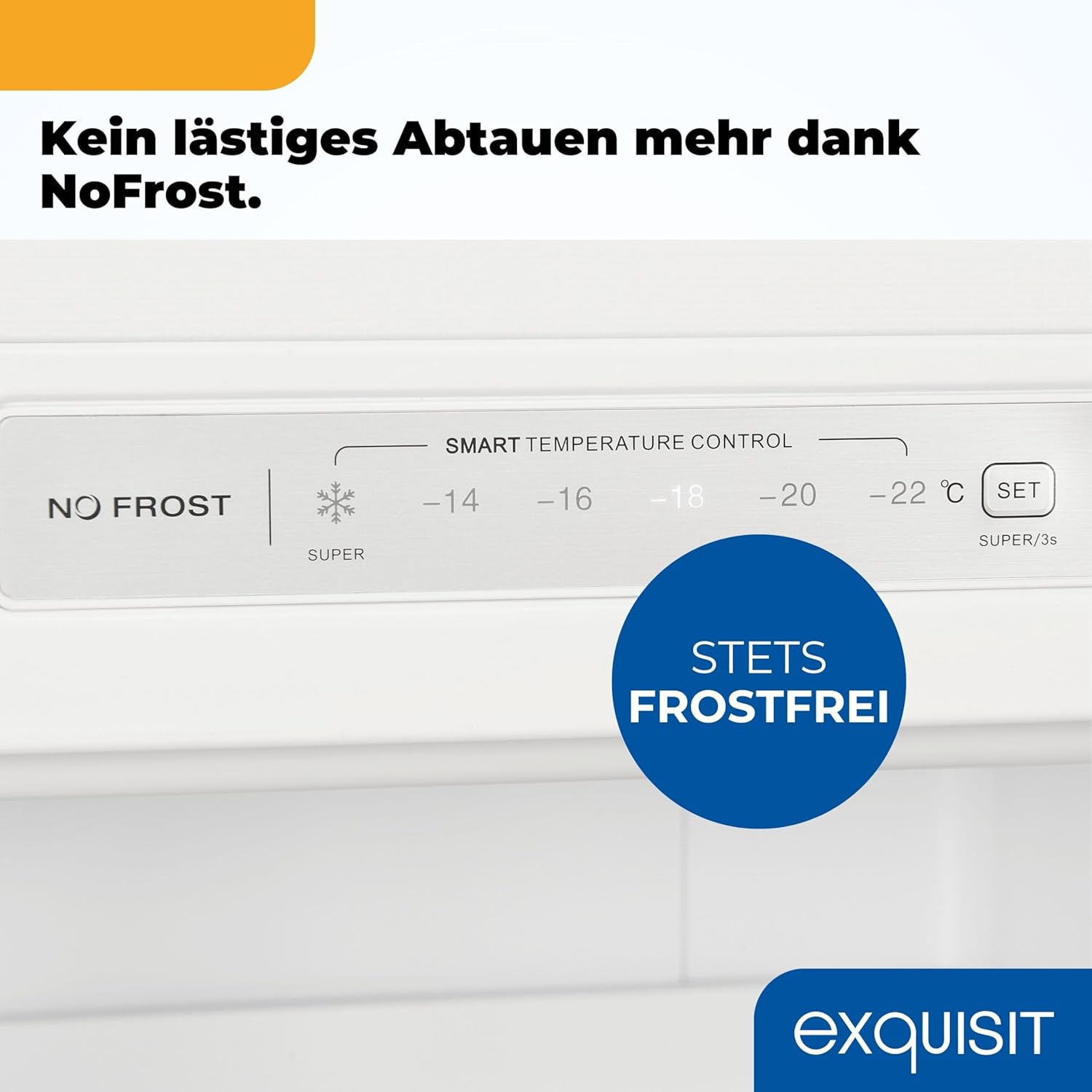 Exquisit Gefrierschrank NoFrost, Tiefkühlschrank groß, 161 Liter, Schnellgefrieren, Alarm-Funktion, GS5231-NF-H-040C weiss