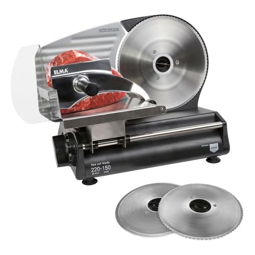 ELMA Affettatrice Elettrica Premium con 2 Lame | Ø220mm | 150 W, 31 x 25 x 41 cm | Lame Rimovibili in acciaio inossidabile | Adatto per uso Domestico non professionale : Amazon.it: Casa e cucina