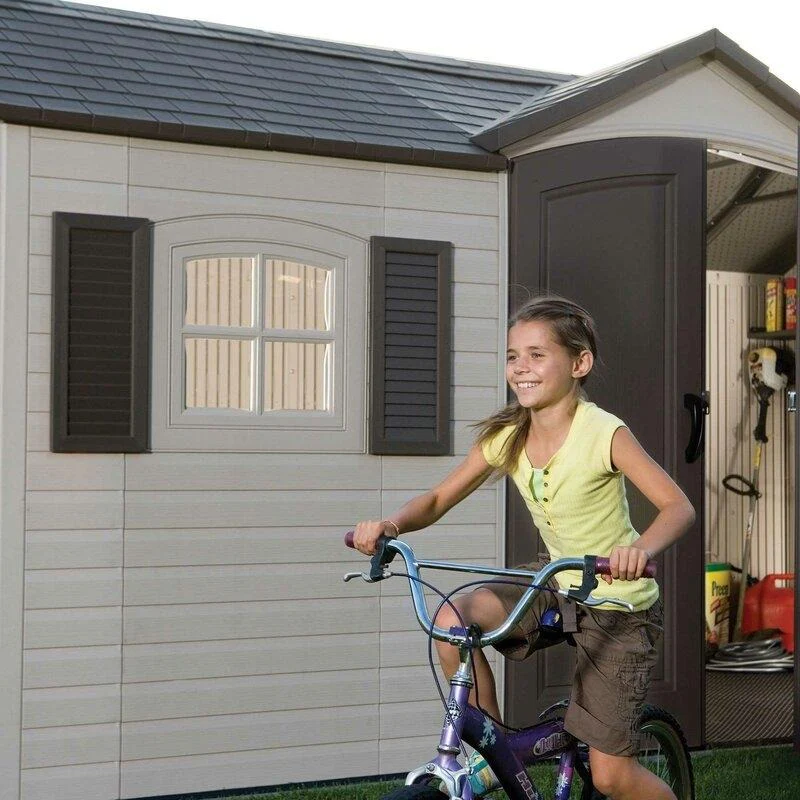 2025 Side entrance, 4.57 m W x 2.44 m D, plastic tool shed