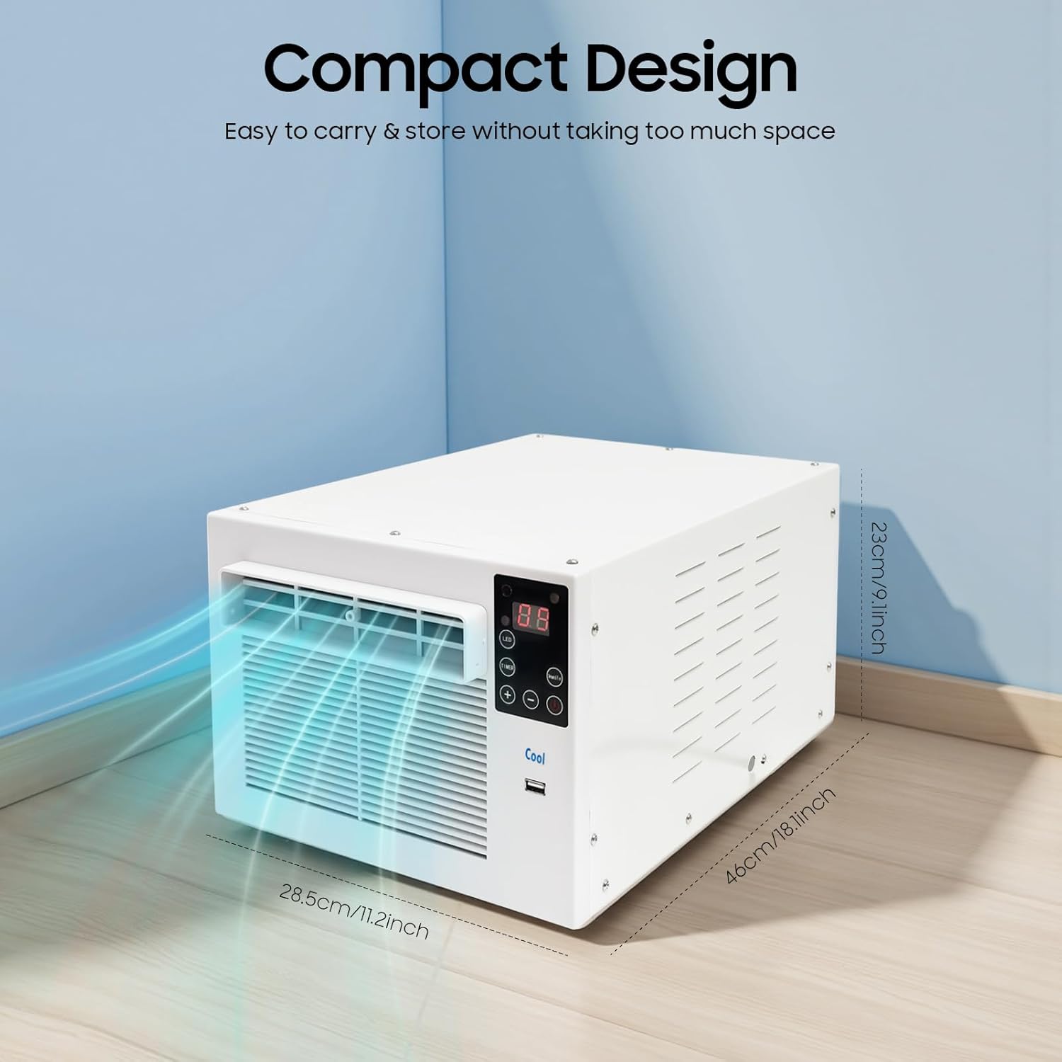 Mini Mobile Klimaanlage Kühler 280W Tragbares Mini-Klimaanlage, Halbleiter-Klimageräte mit Fernbedienung, Fensterkühler Klimagerät, für Schlafzimmer Büro Camping Wohnmobil 5-8m³ Räume
