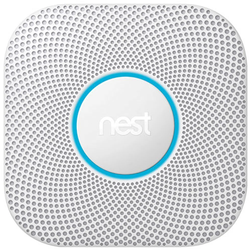 Google Nest Protect 2. generációs vezetékes füst- és szén-monoxid-érzékelő hangriasztással és telefonos értesítésekkel