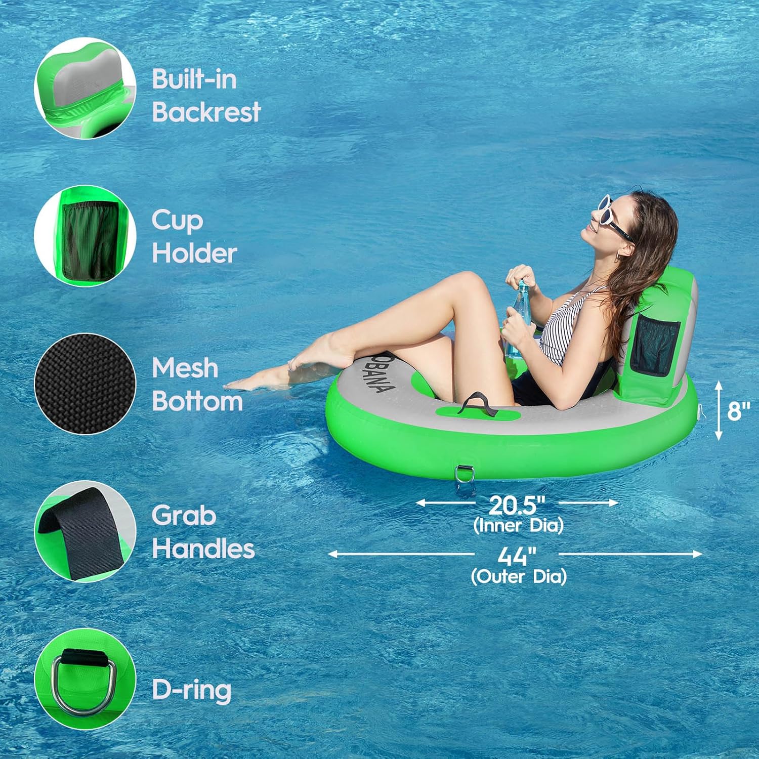 Round Floating Ring Hammock - Heavy Duty Inflatable Raft