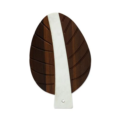 Marble & Wood Leaf Cheese Tray