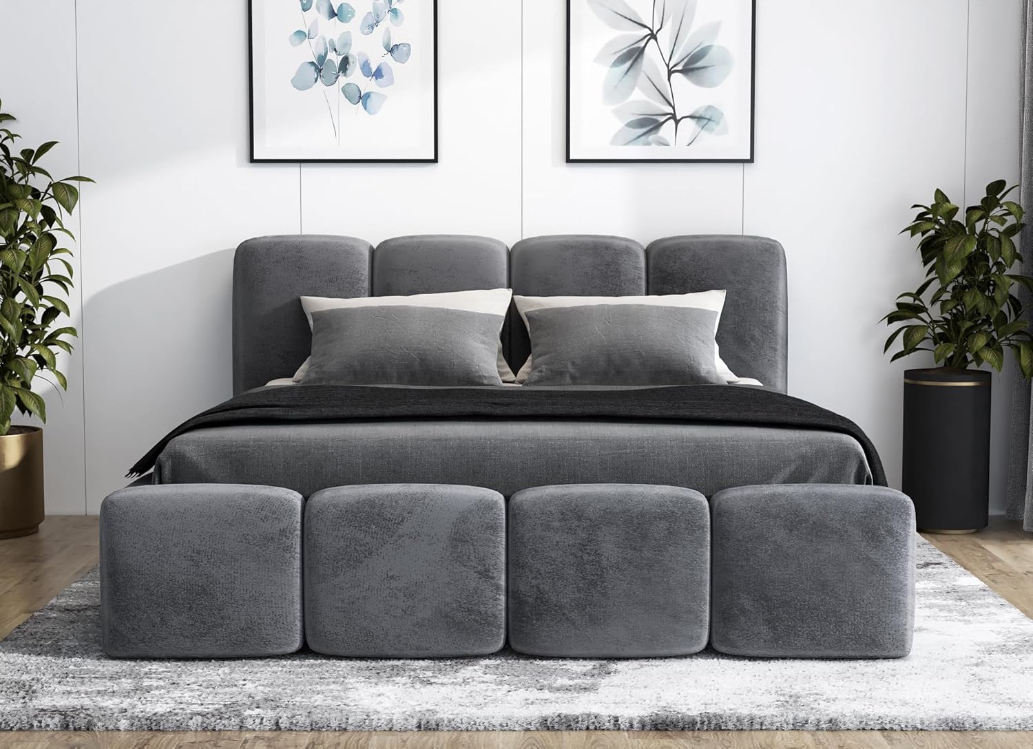 A&J MöbelLand Polsterbett 180x200 mit Bettkasten und Lattenrost – DONA, Bett mit Matratze und Stauraum in Dunkelgrau