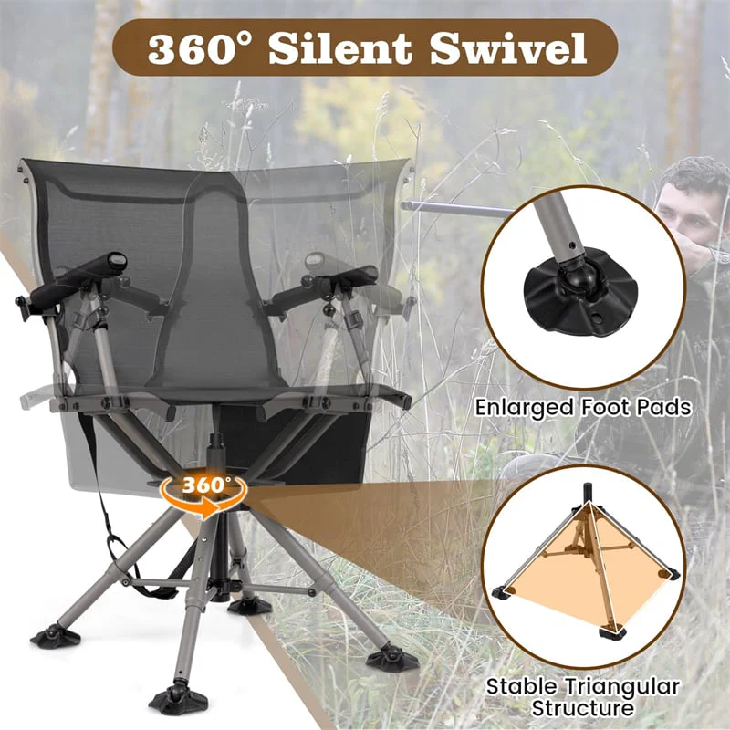 Eletriclife 360�� Silent Swivel Blind Chair with Gun Rest Adjustable Folding Sniper Seat for Shooting
